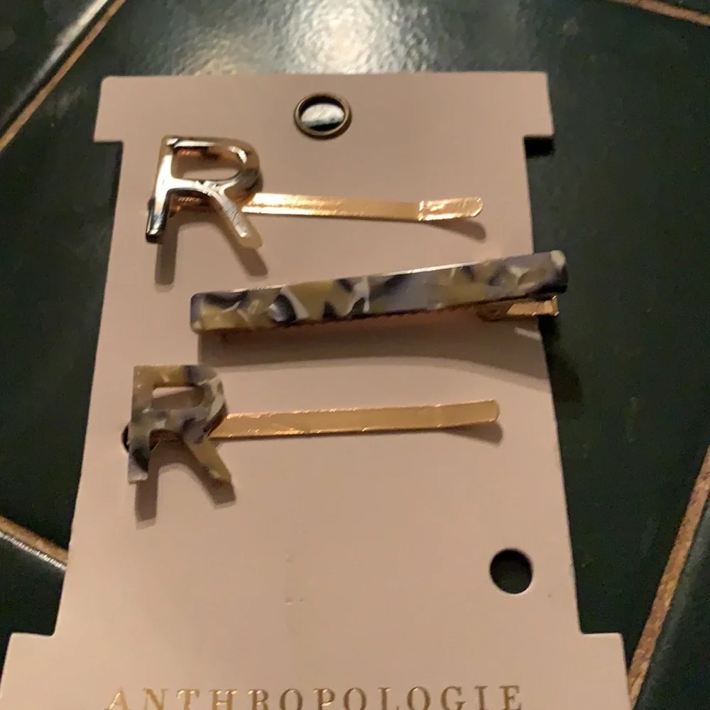 Anthropologie barrette set . NWT letter A and  2nd set letter‎ R